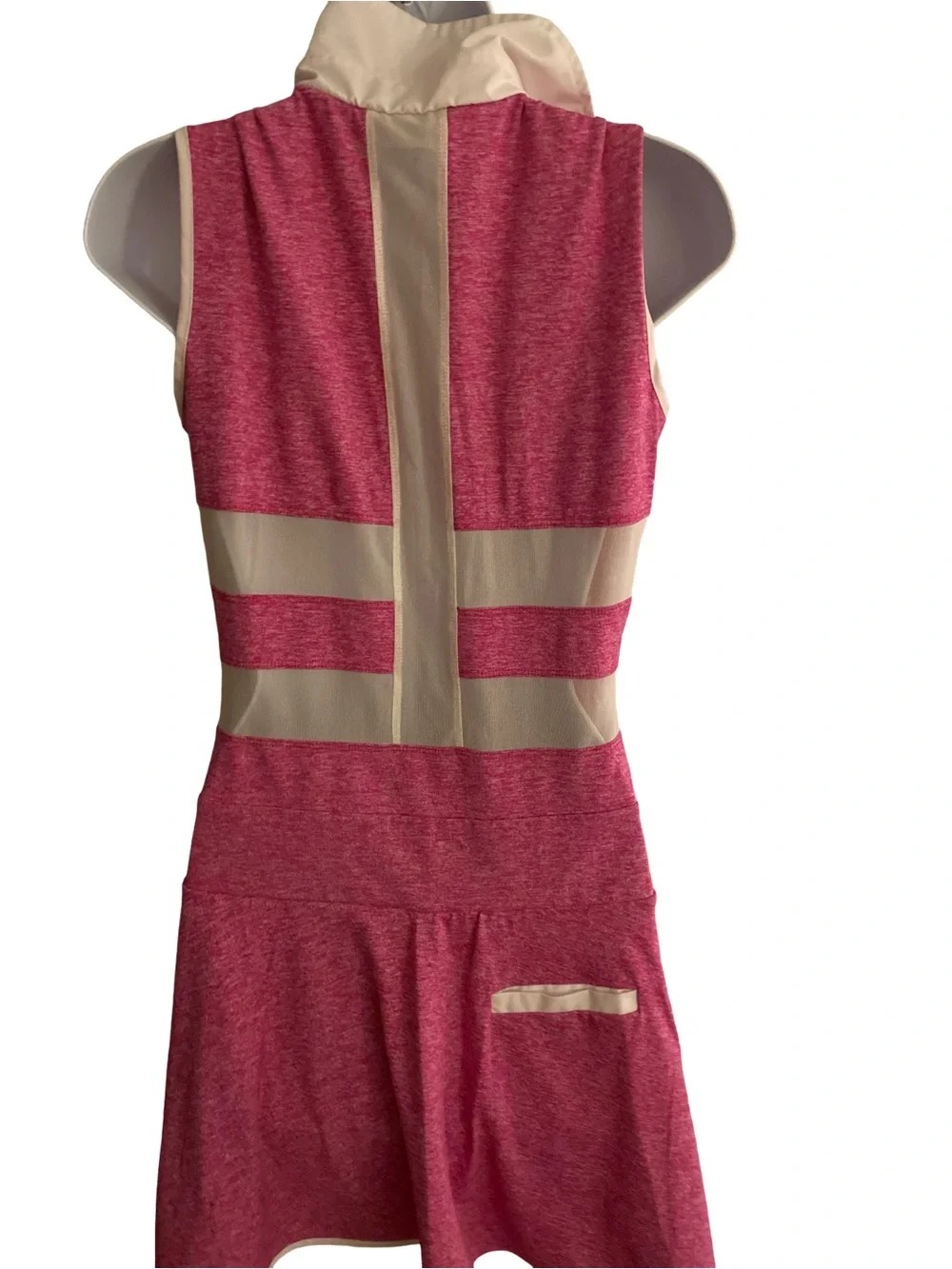 Calla Pink  Heathered Sleeveless Athletic Dress with Mesh Back Panel - XS